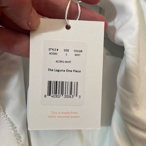 Andie Swim The Laguna One Piece Swimsuit White Ribbed size S NWT - Picture 5 of 6